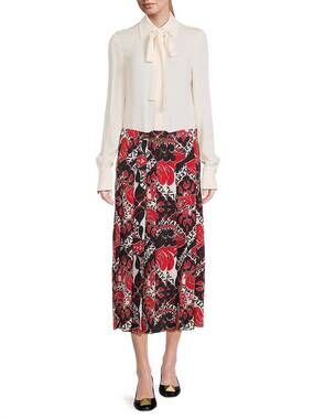 NEW VALENTINO archive bandana print midi dress in rosso avorio navy